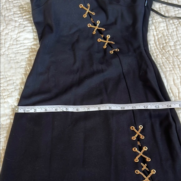 H:ours Delacy black mini dress xs with chain lace up - Picture 11 of 12